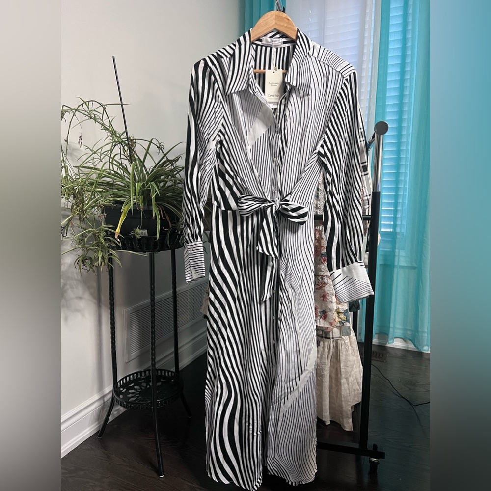Mango | NWT Stripes Printed Maxi Dress Shirt